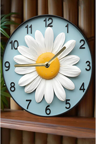 kutuTR 🌼 Baharın Zamanı – 3D Görünümlü Papatya Duvar Saati ⏰✨ sdw275