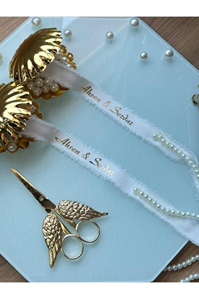 Atatuğ Hediyelik İncili İsimli Söz & Nişan Yüzük Kurdelesi (Dökülen İnci- Bey...