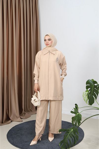 NİSUM MODA Σετ λινό με φερμουάρ