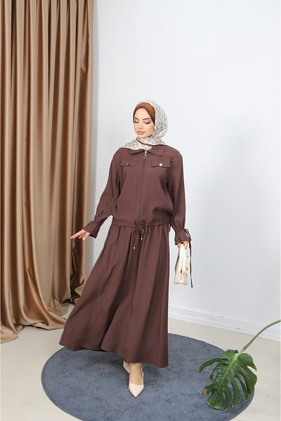 NİSUM MODA Modal Suit with Zippered Skirt