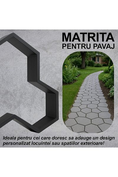 NEXTLY Matrita pavaj din beton NEXTLY, plastic durabil, 38x36x4.5cm, 21-17 negru