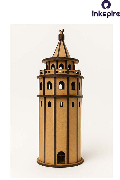 inkspire 3D Wooden Model Galata Tower 3D Paintable Interlocking Puzzle Model Board Hobby Intelligence Developer