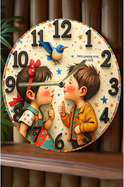 kutuTR MDF 33 cm Sessiz Mekanizmalı Duvar Saati – 2D HD Baskı, 3D Görünümlü Tasarım