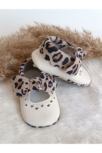 Hodore Alice Leopard Genuine Leather Baby Loafer Booties