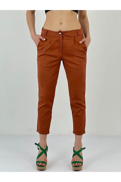 Miss Poem Women's Button Detailed Brown Trousers