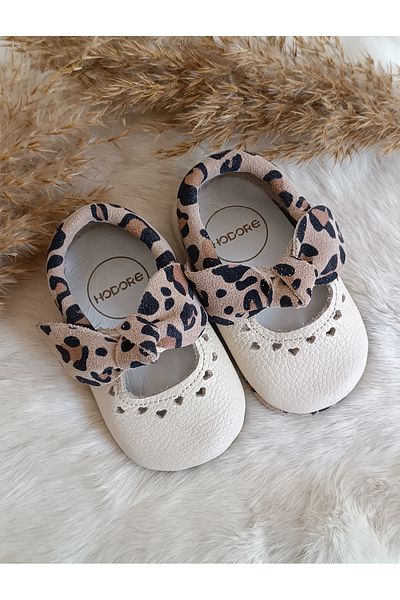 Hodore Alice Leopard Genuine Leather Baby Loafer Booties