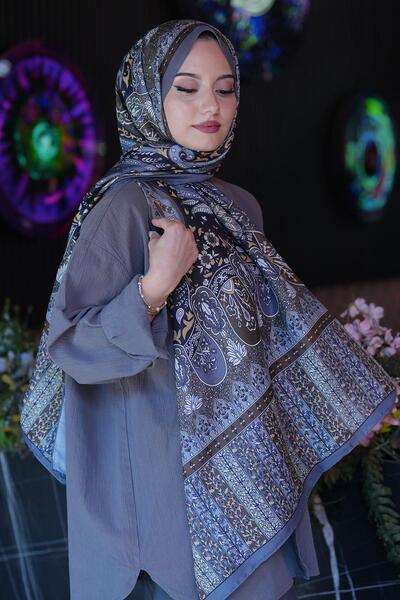 AFVENTE Karma Motif Pattern Smoked Soft Cotton Shawl