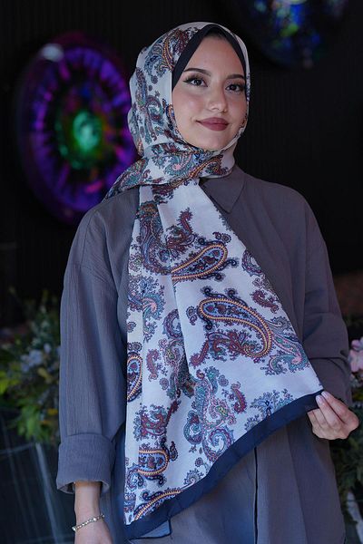 AFVENTE Μπεζ μαλακό βαμβακερό σάλι Paisley Pattern