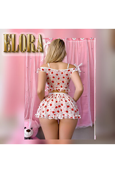 Elora Strawberry Patterned Lace Shorts Bra Set – Dowry Nightgown Lingerie