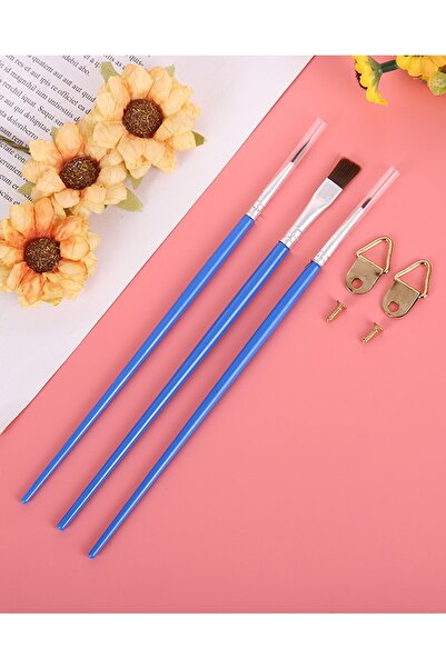 Palmiye Hobi Sanat Kırtasiye Yağlı Ve Akrilik Boya Fırça Seti 3 Adet Ambalajlı Askı Aparatlı