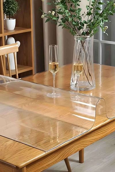 Rona Home Pvc Transparent Thick Tablecloth Crystal Erasable Waterproof Table Protector Mica Tablecloth 1.4mm
