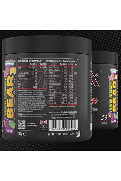 applied nutrition Shred X Thermogenic Powder, Sour Gummy Bear, 300 G, , With L Carnitine