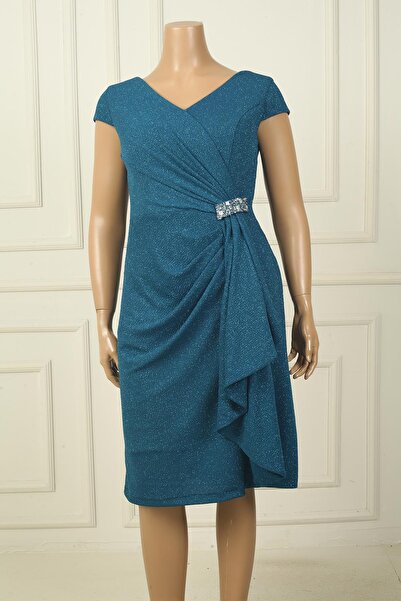 LipLipo Kadın Ön Arka V Yaka Tırnak Kollu Astarlı Yanı Taş Detaylı Mendilli B...