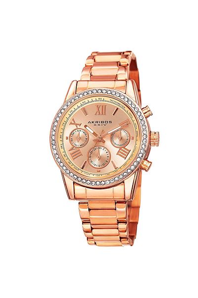 Akribos Akribos Women's Rose Gold Quartz Watch with Swarovski Crystals - Ak872rg