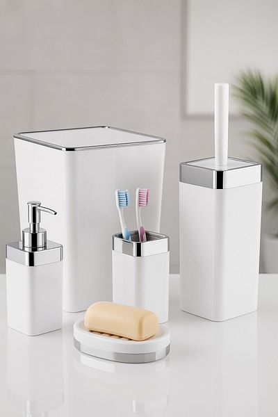 İmera 5 Piece Square Acrylic Bathroom Set