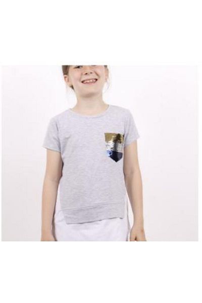 Toontoy Girl's Sequin Embroidered T-Shirt with Chest Pockets