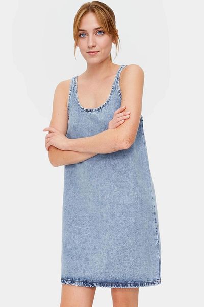 PayBuy Denim Shift Mini Dress Casual Summer Style Trend Design and Stylish Professional Look