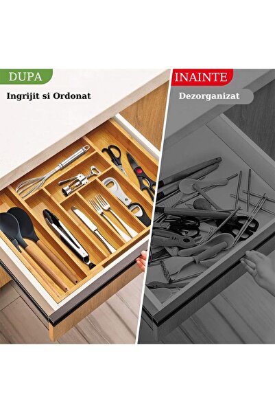 WELSMAR Suport Tacamuri Pentru Sertar, Bambus, Extensibil, 33.5-50 X 45.5 X 5 Cm, Crem