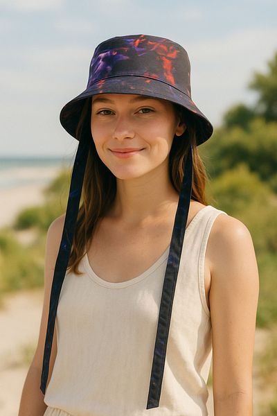 Minel Women's Orange Tie-Up Bucket Hat Mnl-002