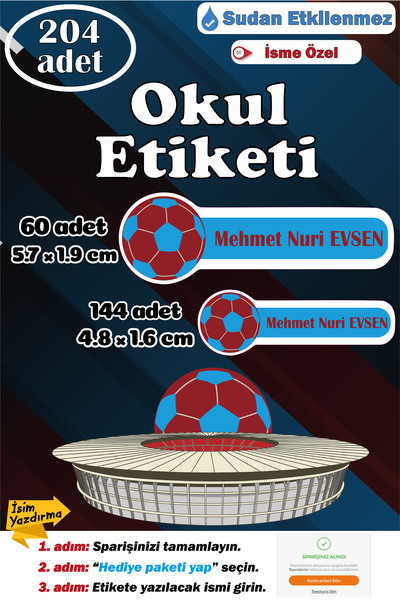 GSticker İsme Özel Okul Etiketi Kalem Defter Etiketi Sticker Kız Erkek Çocuk ...