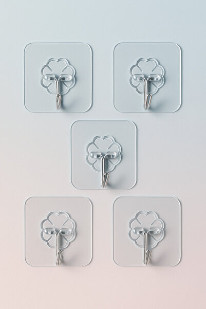 Sas Haus 5’li Şeffaf Yapışkanlı Duvar Askısı, Kendinden Yapışkanlı Güçlü Kanc...