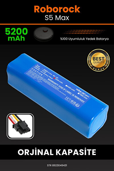 robo mi Roborock S5 Max 5200mAh Robot Süpürge Bataryası - Yüksek Yoğunluklu L...