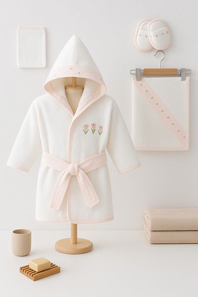 mia mia Special Tulip Patterned Soft Bathrobe for Babies (0-2 Years)