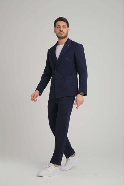FASHİON PLAZA Drawstring Pants Sports Summer Unlined Double-Breasted Suit