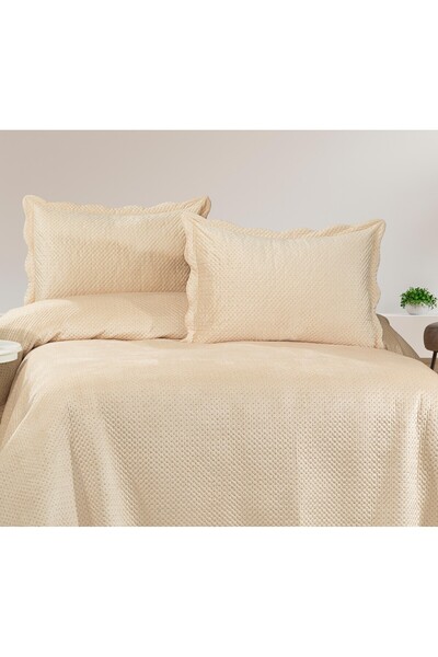 Bikaya Home Summer Dream Çift Kişilik Yatak Örtüsü Seti, Kadife Yatak Örtüsü Seti (3 PARÇA)