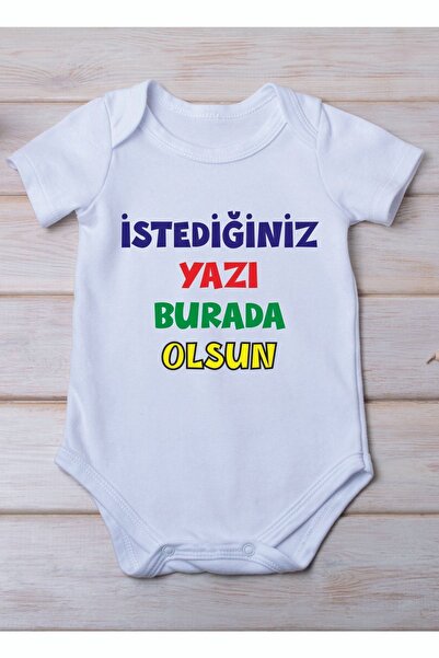 SPACE DRESS Kişiye Özel Isim Yazı Yazılır Pamuk Bebek Zıbını