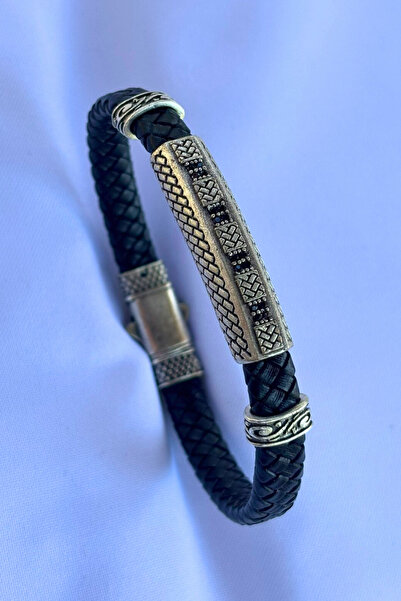 Begondio Genuine Leather Men's Bracelet Made with Zircon Stone Braided Handcr...