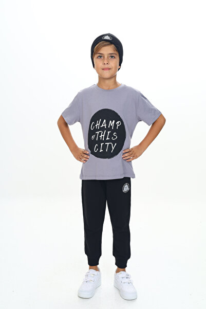 Toontoy Αγόρια Τριπλό Σετ Φόρμας με Επιγραφή με τύπωμα στο Μπροστινό μέρος κα...