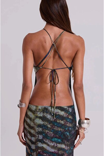 VibeGaia Beaded Snake Detail Long Dress