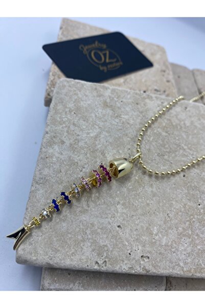 Byoz store قلادة ذهبية على شكل سمكة من حجر الزركونيوم الملون على شكل سلسلة