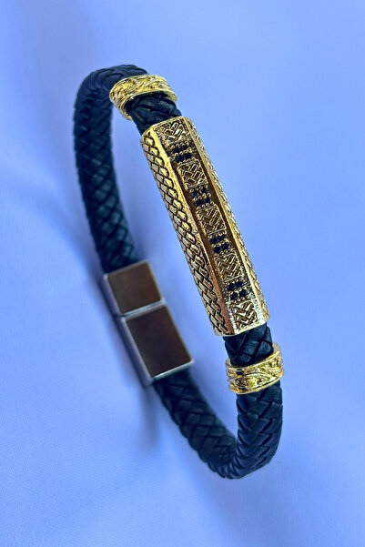 Begondio Genuine Leather Men's Bracelet Made with Zircon Stone Braided Handcr...