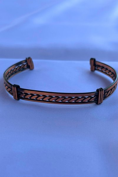 Begondio Unisex Copper Bracelet Made with Geometric Pattern Handcrafted