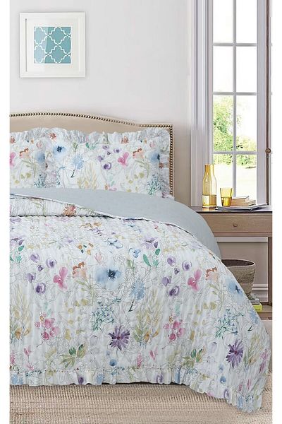 Bikaya Home Ruffled Patterned Double Bedspread Set - 240X260 cm