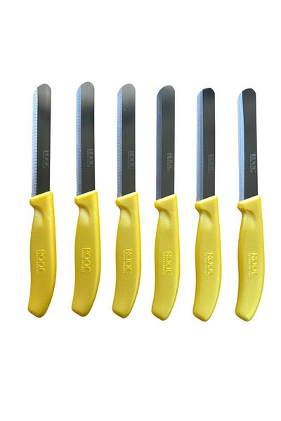 Rooc Set of 6 Ultra Sharp Serrated Blades, Bright Yellow, 22 cm 100% Guaranteed Stainless Steel
