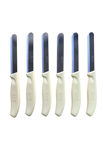 Rooc Set of 6 Ultra Sharp Serrated Blades, Yellow, 22 cm 100% Guaranteed Stainless Steel