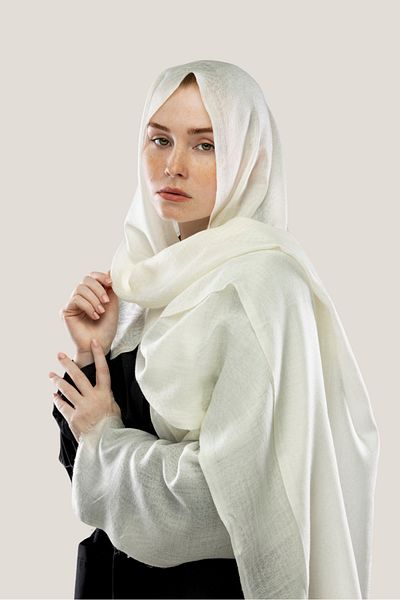 Kaşmir Mahin White Cashmere Shawl