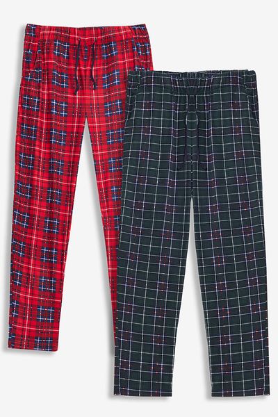 Elemge Men's Checkered Pajamas 2 Piece Set Loose Fit Drawstring Soft Green/Red