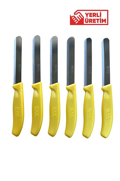 Rooc Set of 6 Ultra Sharp Serrated Blades, Bright Yellow, 22 cm 100% Guaranteed Stainless Steel