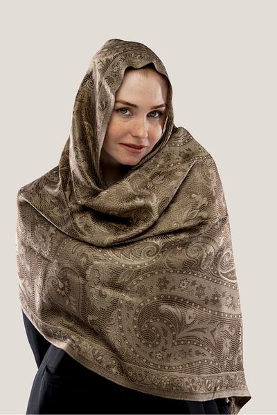 İpek Noce Brown Silk Shawl