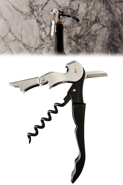 Bunionettes Stainless Steel Metal Corkscrew With Bottle Cap Opener Function Professional Bottle Gazoz Wine Cap Opener