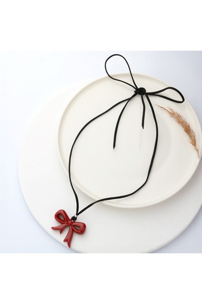 GÜNEBAKAN AKSESUAR Suede Drawstring Bead Necklace