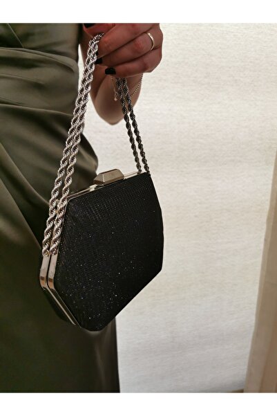 Soave Collection ΓΥΝΑΙΚΕΙΑ ΒΡΑΔΙΝΗ ΤΣΑΝΤΑ ΦΟΡΕΜΑΤΟΣ ΜΑΥΡΗ ΓΛΑΣΤΡΗ ΜΕ ΛΑΜΠΡΗ ΑΛΥΣΙΔΑ ΓΙΑ ΝΥΧΤΕΡΙΝΟ ΠΑΡΤΥ ΓΑΜΟΥ