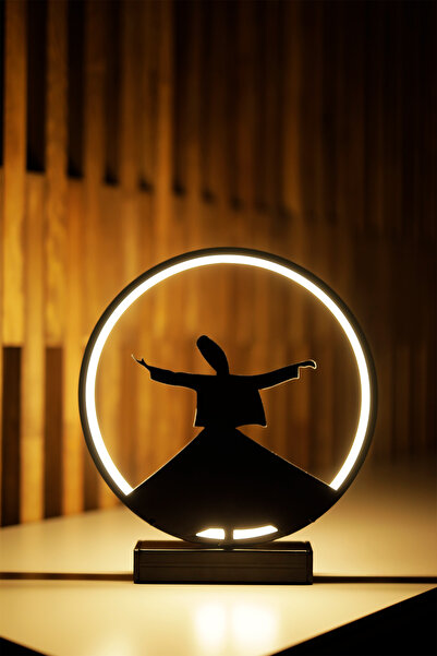 Genel Markalar Semazen Figürlü Metal LED Masa Lambası Tasavvuf Temalı Dekorat...