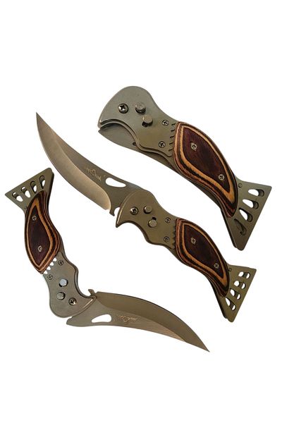 WM Automatic sharp hunting knife with wooden handle