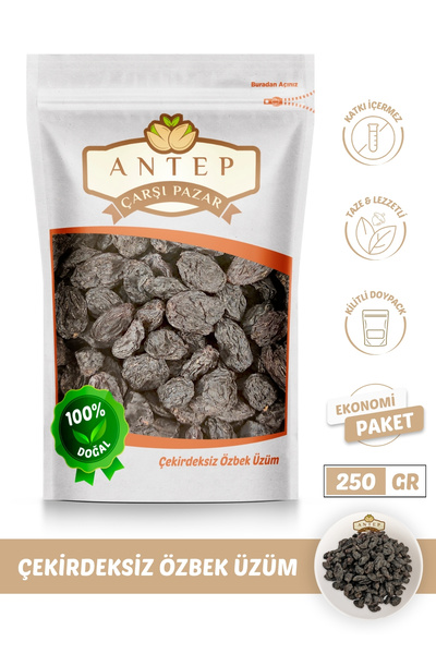 Antep Çarşı Pazar Siyah Çekirdeksiz Özbek Üzüm | 250 Gr.
