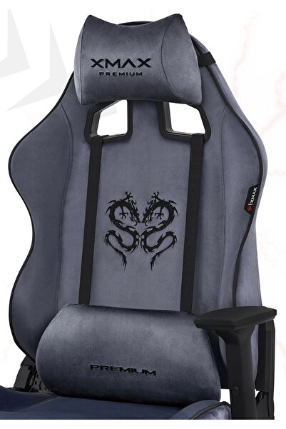 XMAX / Rio Balerion Antrasit Gri Kadife Terletmez Kumaş Gaming Oyuncu Koltuğu / 120 Kg Taşır